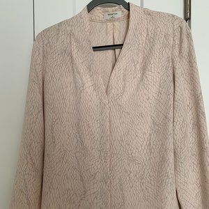 Babaton Cream with Grey Print Collarless Blouse